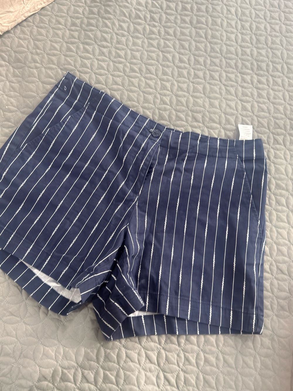 Nautica Navy and White Pinstripe Bermuda Shorts